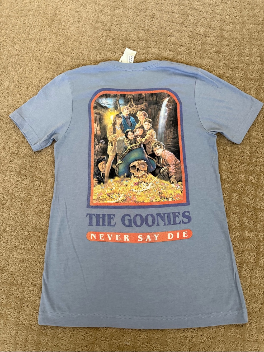Warner Bros. The Goonies Light Blue Tee with Multi-Color Graphic NWT